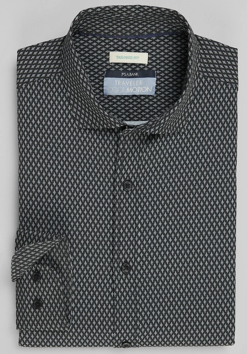 Men's Traveler Collection Tailored Fit Micro Grape 4-Way Stretch Casual Shirt at Jos. A. Bank, Black