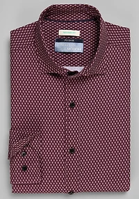 Men's Traveler Collection Tailored Fit Micro Grape 4-Way Stretch Casual Shirt at Jos. A. Bank, Burgundy