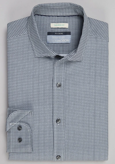 Men's Traveler Collection Tailored Fit Small Square 4-Way Stretch Casual Shirt at Jos. A. Bank, Black