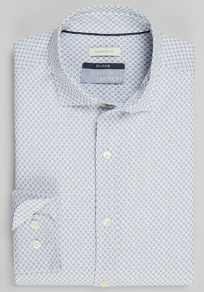 Men's Traveler Collection Tailored Fit Diamond 4-Way Stretch Casual Shirt at Jos. A. Bank, Grey