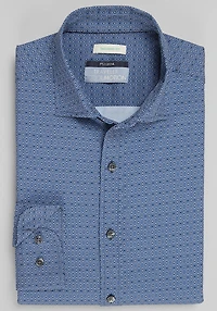 Men's Traveler Collection Tailored Fit Retro 4-Way Stretch Casual Shirt at Jos. A. Bank, Dark Blue