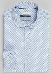 Men's Traveler Collection Tailored Fit Burst Print 4-Way Stretch Casual Shirt at Jos. A. Bank, Blue
