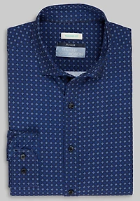 Men's Traveler® Collection Tailored Fit Cyclone 4-Way Stretch Casual Shirt at Jos. A. Bank, Blue/Navy