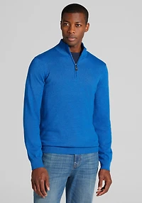 Men's Big & Tall Jos. A. Bank Tailored Fit Pima Cotton 1/4 Zip Sweater at Jos. A. Bank, French Blue