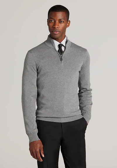 Men's Big & Tall Jos. A. Bank Tailored Fit Pima Cotton 1/4 Zip Sweater at Jos. A. Bank, Grey