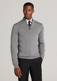 Men's Big & Tall Jos. A. Bank Tailored Fit Pima Cotton 1/4 Zip Sweater at Jos. A. Bank, Grey