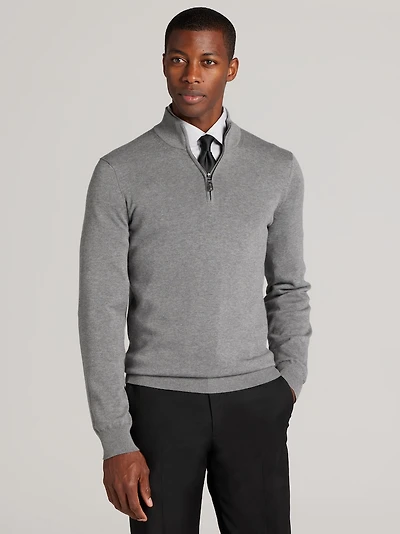 Men's Jos. A. Bank Tailored Fit Pima Cotton 1/4-Zip Sweater at Jos. A. Bank, Grey