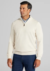 Men's Big & Tall Jos. A. Bank Tailored Fit Pima Cotton 1/4 Zip Sweater at Jos. A. Bank, Cream/Ivory/White