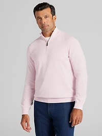 Men's Jos. A. Bank Tailored Fit Pima Cotton 1/4-Zip Sweater at Jos. A. Bank, Light Pink