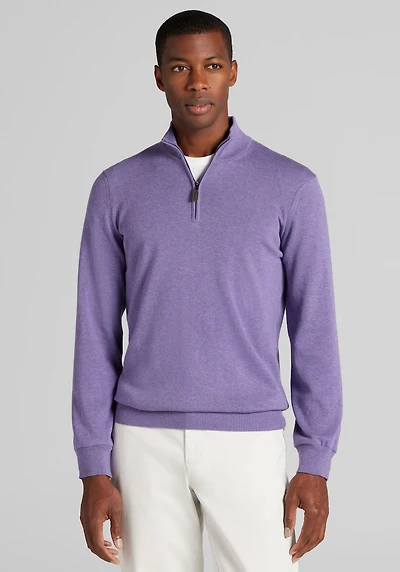 Men's Jos. A. Bank Tailored Fit Pima Cotton 1/4-Zip Sweater at Jos. A. Bank, Light Purple