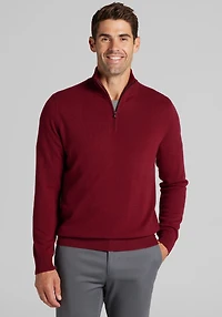 Men's Reserve Collection Tailored Fit 1/4 Zip Cashmere Sweater at Jos. A. Bank, Burgundy