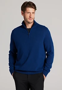 Men's Reserve Collection Tailored Fit 1/4 Zip Cashmere Sweater at Jos. A. Bank, Dark Blue