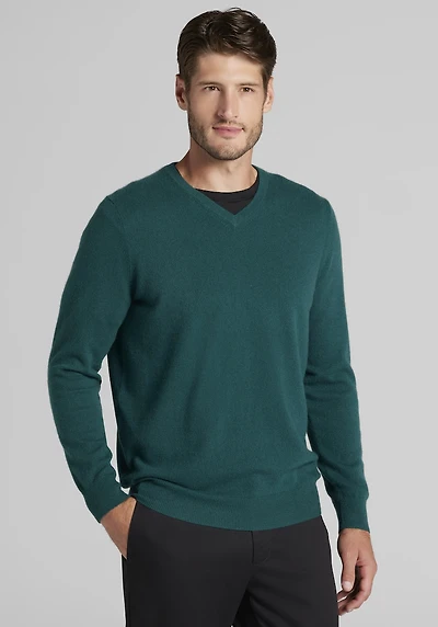 Men's Reserve Collection Tailored Fit Cashmere Sweater at Jos. A. Bank, Blue/Emerald