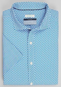 Men's Traveler® Collection Tailored Fit 4-Way Diamond Plate Casual Shirt at Jos. A. Bank, Dark Blue