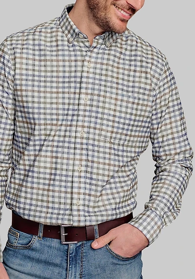 Men's Johnston & Murphy Tailored Fit Corduroy Casual Shirt at Jos. A. Bank, Cream/Ivory/White