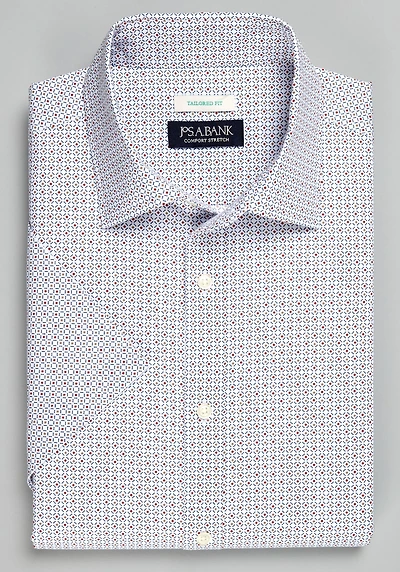 Men's Jos. A. Bank Tailored Fit Multi Diamond Casual Shirt at Jos. A. Bank, Cream/White