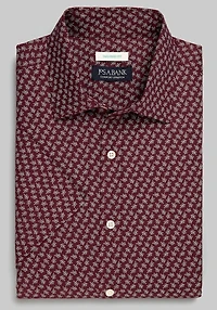 Men's Jos. A. Bank Tailored Fit Dotted Leaf Casual Shirt at Jos. A. Bank, Burgundy