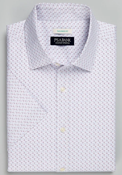 Men's Jos. A. Bank Tailored Fit Bow Tie Dot Short Sleeve Casual Shirt at Jos. A. Bank, Cream/White,