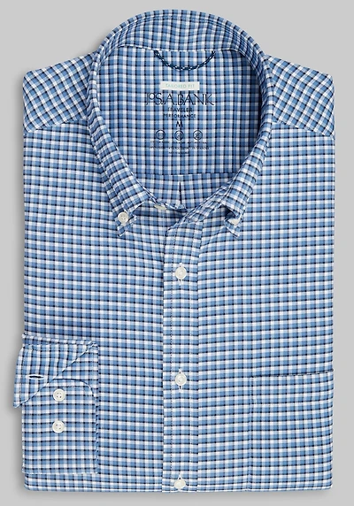 Men's Traveler Collection Tailored Fit Gingham Casual Shirt at Jos. A. Bank, Blue