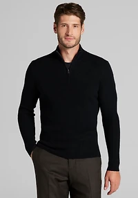 Men's Reserve Collection Tailored Fit 2x2 Rib 1/4 Zip Sweater at Jos. A. Bank, Black