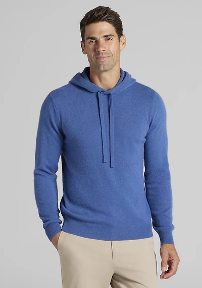 Men's Reserve Collection Tailored Fit Cashmere Pullover Hoodie at Jos. A. Bank, French Blue