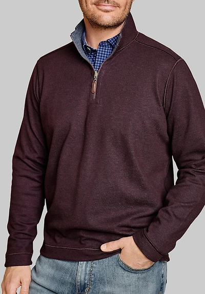 Men's Johnston & Murphy Tailored Fit Reversible 1/4-Zip Pullover at Jos. A. Bank, Burgundy