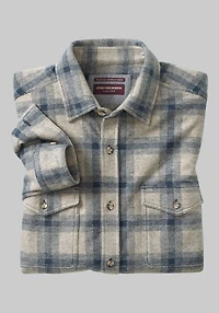 Men's Johnston & Murphy Tailored Fit Brushed Button-Front Knit Casual Shirt at Jos. A. Bank, Grey