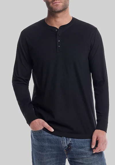 Men's Weatherproof Vintage Traditional Fit Brushed Jersey Henley at Jos. A. Bank, Black