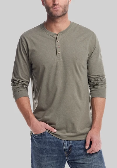 Men's Weatherproof Vintage Traditional Fit Brushed Jersey Henley at Jos. A. Bank, Green/Olive