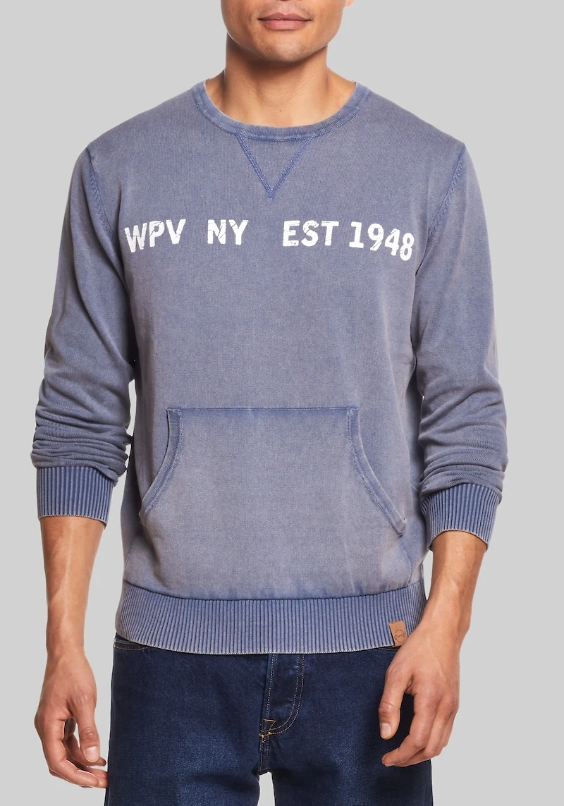 Men's Weatherproof Vintage Logo Stonewash Sweater at Jos. A. Bank, Blue