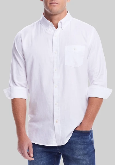 Men's Weatherproof Vintage Traditional Fit Country Twill Button Down Shirt at Jos. A. Bank, Cream/White