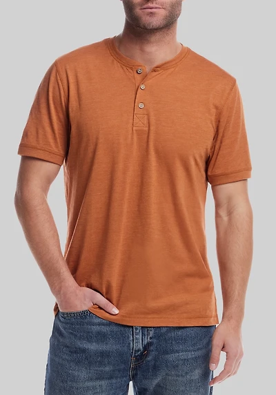 Men's Weatherproof Vintage Traditional Fit Brushed Jersey Henley at Jos. A. Bank, Orange