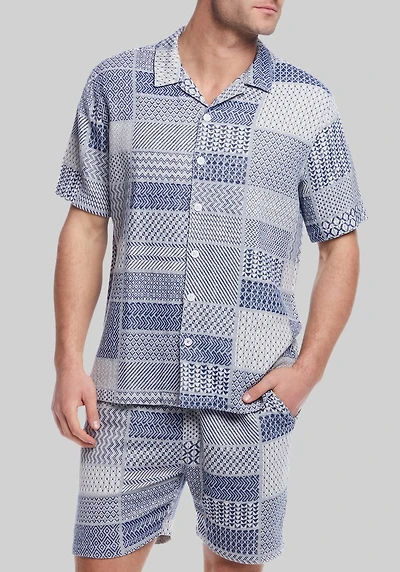 Men's Weatherproof Vintage Traditional Fit Jacquard Neat Coat Front Knit Button Up Shirt at Jos. A. Bank, Blue/Navy