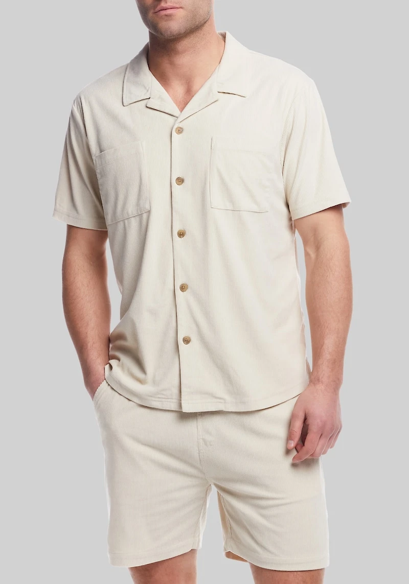 Men's Weatherproof Vintage Traditional Fit Corduroy Cabana Shirt at Jos. A. Bank, Cream/White