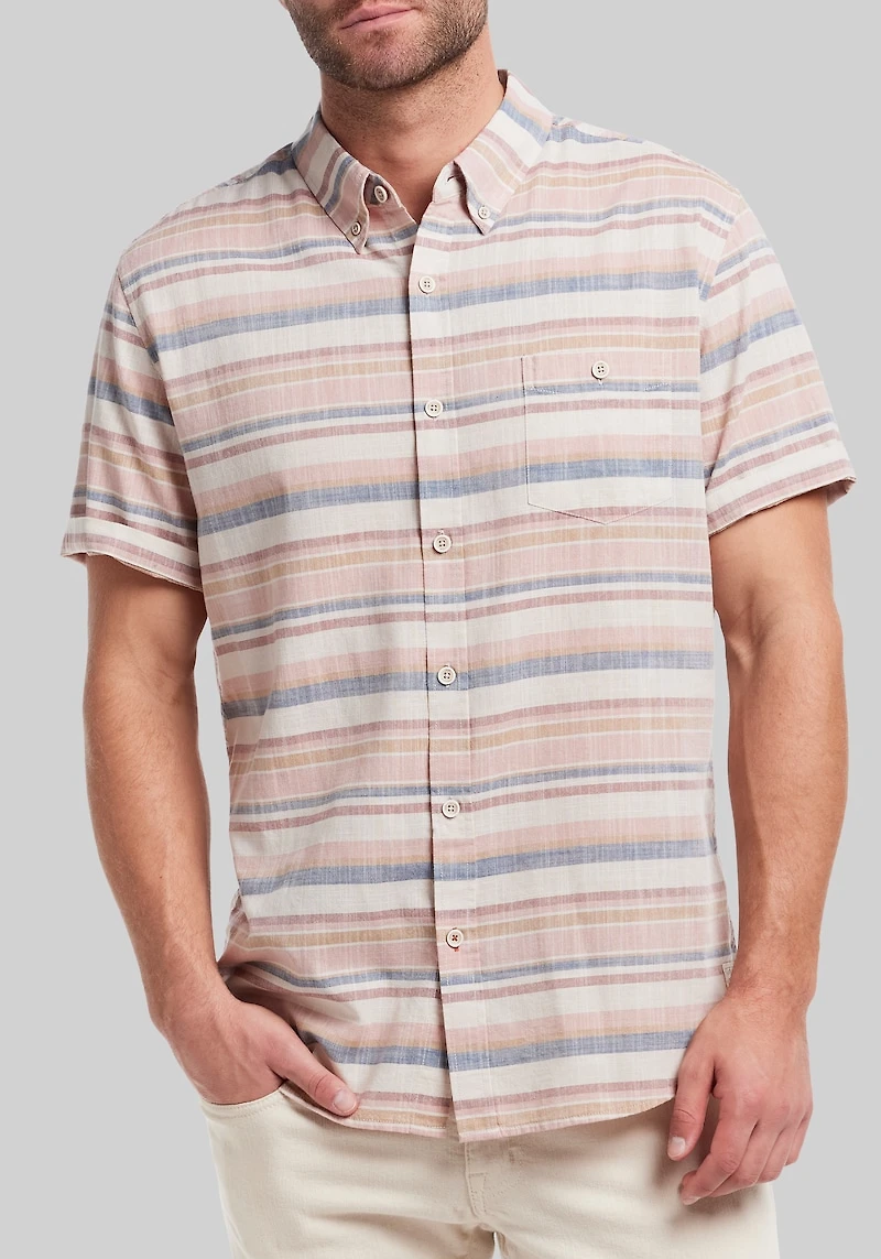 Men's Weatherproof Vintage Striped Country Twill Button Down Shirt at Jos. A. Bank, Pink