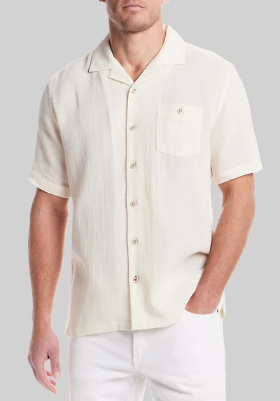 Men's Weatherproof Vintage Traditional Fit Cotton-Linen Airtex Shirt at Jos. A. Bank, Cream/White