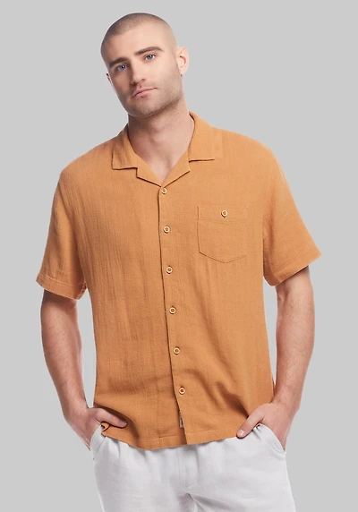 Men's Weatherproof Vintage Traditional Fit Cotton-Linen Airtex Shirt at Jos. A. Bank, Gold