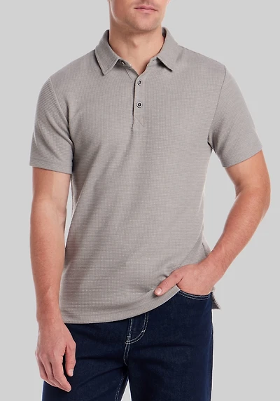 Men's Weatherproof Vintage Traditional Fit Stretch Waffle Polo Shirt at Jos. A. Bank, Grey