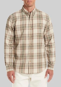 Men's Weatherproof Traditional Fit Burnout Plaid Casual Shirt at Jos. A. Bank, Cream/White