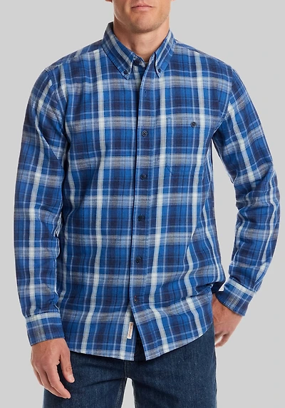 Men's Weatherproof Traditional Fit Burnout Plaid Casual Shirt at Jos. A. Bank, Blue