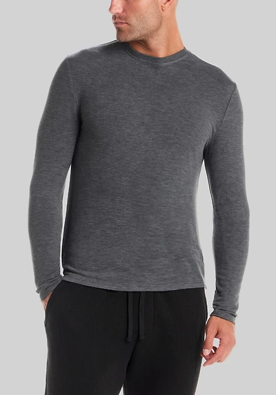 Men's Traditional Fit Long Sleeve Crew Neck Shirt at Jos. A. Bank, Charcoal/Grey
