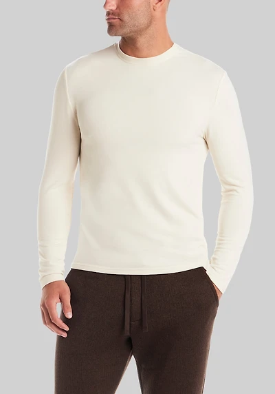 Men's Vintage & Black Traditional Fit Long Sleeve Solid Crew Neck Shirt at Jos. A. Bank, Cream/Ivory/White