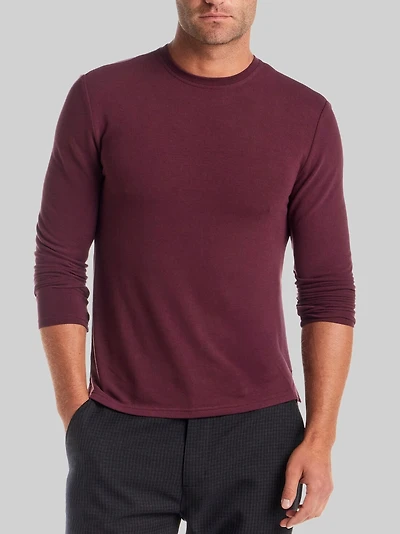 Men's Traditional Fit Long Sleeve Crew Neck Shirt at Jos. A. Bank, Burgundy