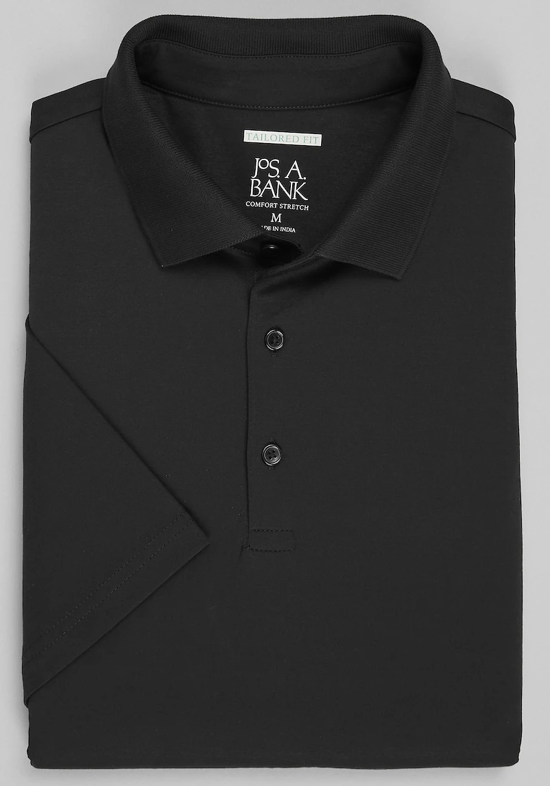 Men's Jos. A. Bank Tailored Fit Interlock Polo Shirt at Jos. A. Bank, Jet Black