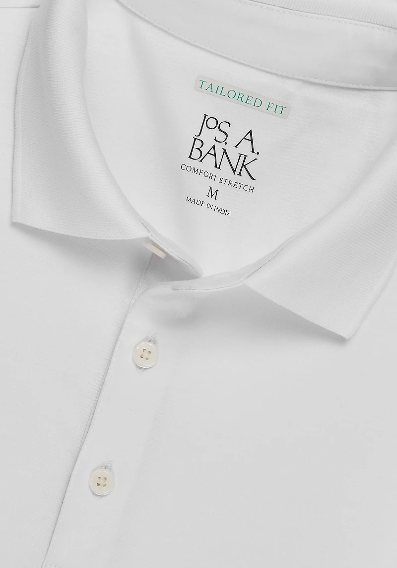 Men's Jos. A. Bank Tailored Fit Interlock Polo Shirt at Jos. A. Bank, Bright White/Cream/White