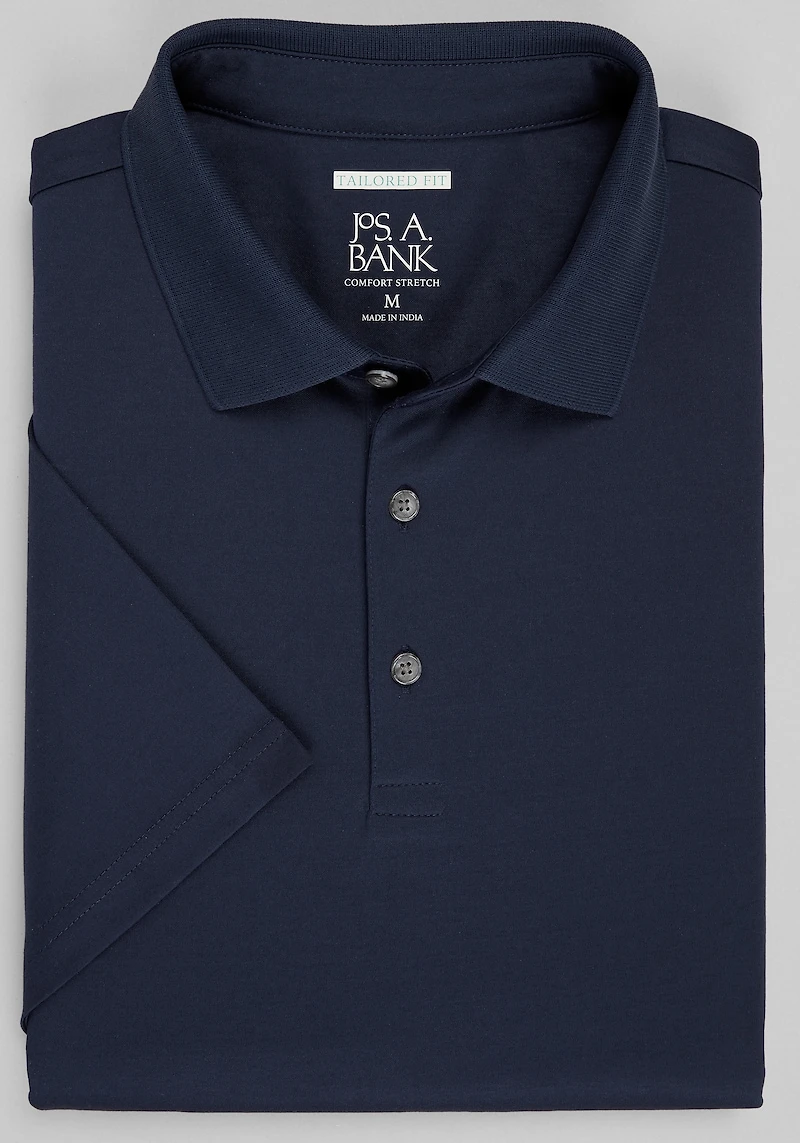 Men's Jos. A. Bank Tailored Fit Interlock Polo Shirt at Jos. A. Bank, Black Iris/Blue