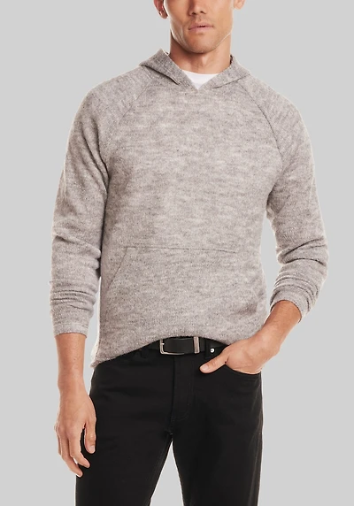 Men's Vintage & Black Traditional Fit Knit Hoodie Sweater at Jos. A. Bank, Grey