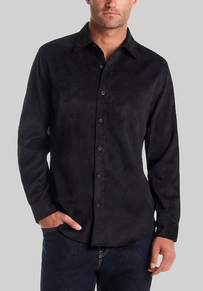 Men's Vintage & Black Traditional Fit Solid Corduroy Button-Down Shirt at Jos. A. Bank, Black