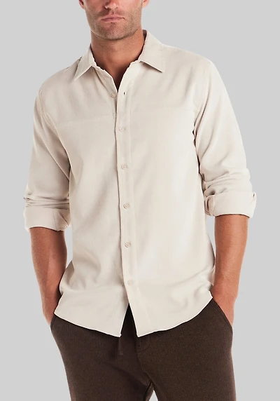 Men's Vintage & Black Traditional Fit Solid Corduroy Button-Down Shirt at Jos. A. Bank, Cream/White