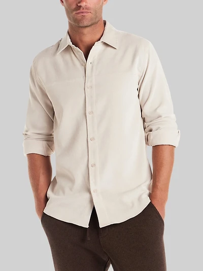 Men's Vintage & Black Traditional Fit Solid Corduroy Button-Down Shirt at Jos. A. Bank, Cream/White